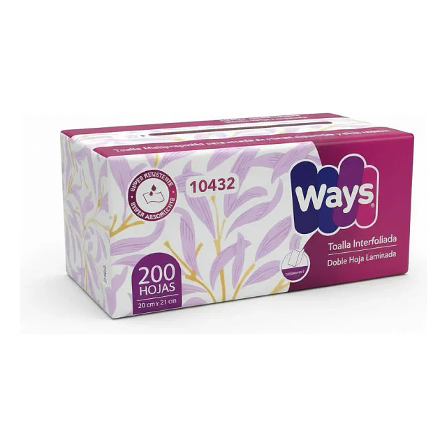 Toalla Interfoliada Ways Doble Hoja - 1 Unidad De 200 Hojas