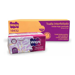 Toalla Interfoliada Ways Doble Hoja - 1 Unidad De 200 Hojas