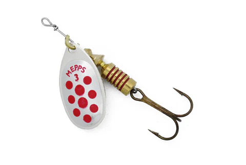 Spinner Mepps plata pto rojo #3