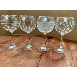 4 COPAS VINO BALLON GRABADAS CRISTAL D' ARQUES