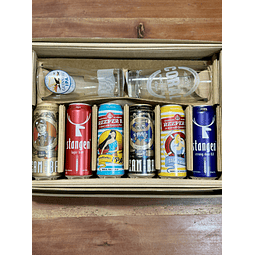 CAJA REGALO + VASO CORAL 500CC + VASO GUINNESS IPA + 6 CERVEZAS ALEMANAS + POSAVASOS DE REGALO