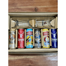 CAJA REGALO + PINTA BEER HAWK 500CC + PINTA BATTIN 500CC + 6 CERVEZAS ALEMANAS + POSAVASOS DE REGALO