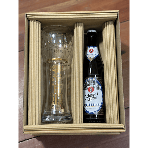 CAJA REGALO + GARZA KUCHLBAUER TURMWEIHNACHT 500CC + CERVEZA ALEMANA 500CC + POSAVASO DE REGALO