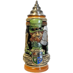 JARRA ARTESANAL MOTIVO IRLANDÉS AZUL COBALTO 500CC – PINTADO A MANO CON TAPA DE ESTAÑO (EDICIÓN LIMITADA)