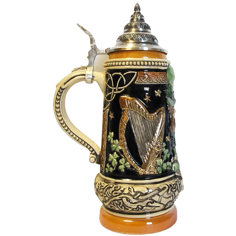 JARRA ARTESANAL MOTIVO IRLANDÉS AZUL COBALTO 500CC – PINTADO A MANO CON TAPA DE ESTAÑO (EDICIÓN LIMITADA)