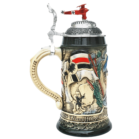 JARRO ARTESANAL ROTER BARON (El Barón Rojo) 500CC – HECHO A MANO CON TAPA DE AVIADOR  EDICIÓN LIMITADA