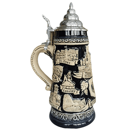 JARRA ARTESANAL RHEIN PANORAMA 500CC  CON TAPA DE ESTAÑO 