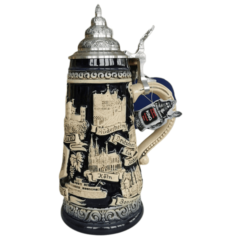 JARRA ARTESANAL RHEIN PANORAMA 500CC  CON TAPA DE ESTAÑO 