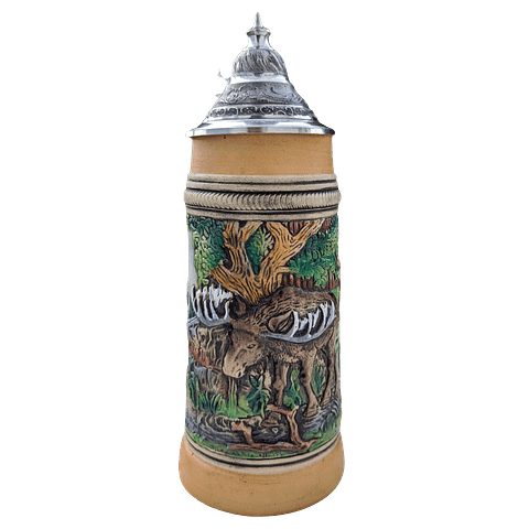 JARRA ARTESANALNEUWEILER ELCH (ALCE) CON TAPA DE ESTAÑO 500CC