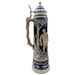 JARRA ARTESANAL CERCEVERA 5 LITROS, WILDERER CON TAPA DE ESTAÑO - PIEZA HISTÓRICA 