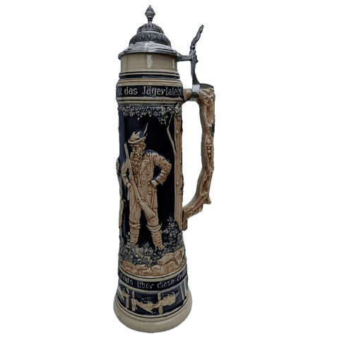 JARRA ARTESANAL CERCEVERA 5 LITROS, WILDERER CON TAPA DE ESTAÑO - PIEZA HISTÓRICA 