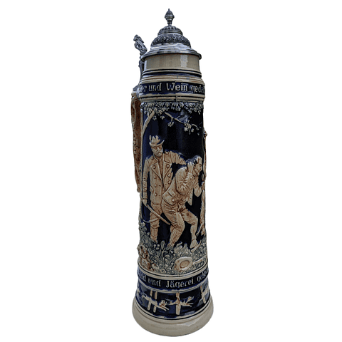 JARRA ARTESANAL CERCEVERA 5 LITROS, WILDERER CON TAPA DE ESTAÑO - PIEZA HISTÓRICA 