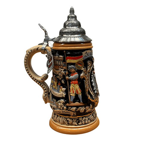 JARRA ARTESANAL ALEMANA CON TAPA - PAISAJES DE ALEMANIA 