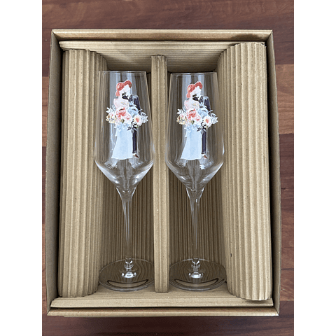 SET REGALO  2 COPAS CHAMPAGNE NOVIOS