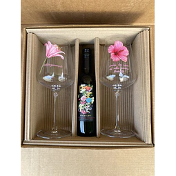 Regalo ideal Día de la Madre – Set Vino & Copas Diseño Exclusivo frases en alemán 