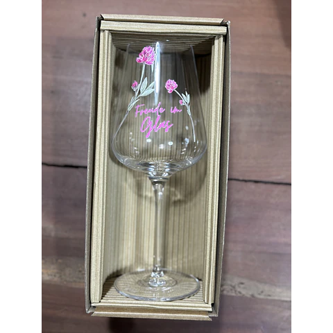 Copa de vino de cristal alemán “Freude im Glas” – Regalo para mamá