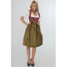 Vestido Dirndl Tradicional Alpenblume + Delantal y Blusa (Talla 42)