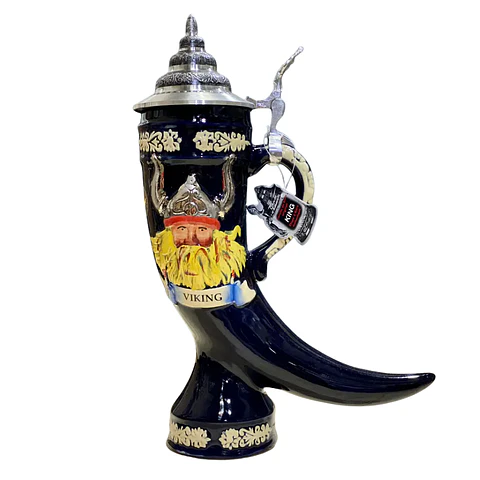 CHOPERO ARTESANAL DE CERÁMICA CUERNO VIKING 500CC
