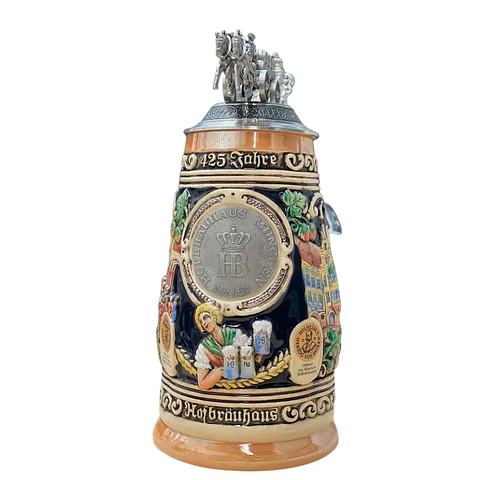 JARRA ARTESANAL EXCLUSIVA HOFBRÄUHAUS MÜNCHEN EDICIÓN ESPECIAL Y LIMITADA ANIVERSARIO 425 AÑOS 1 LITRO
