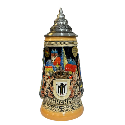 JARRA ARTESANAL DE CERÁMICA MÜNCHEN ESCUDO DE LA CIUDAD 250CC