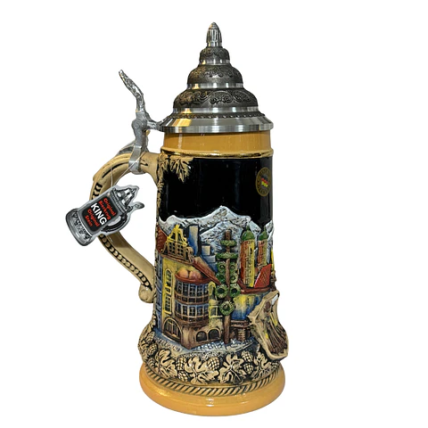 JARRA CERVECERA ARTESANAL ALEMANA CON TAPA DE PELTRE - MÜNCHEN FRAUENKIRCHE 500CC 