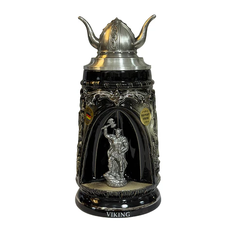 Jarra Cervecera Vikinga Nordic Grotto con Tapa de Casco Vikingo 500cc – Edición limitada