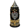 Jarra Cervecera Artesanal Alemana de Colección Águila Imperial Negra 750 cc con Tapa de Estaño