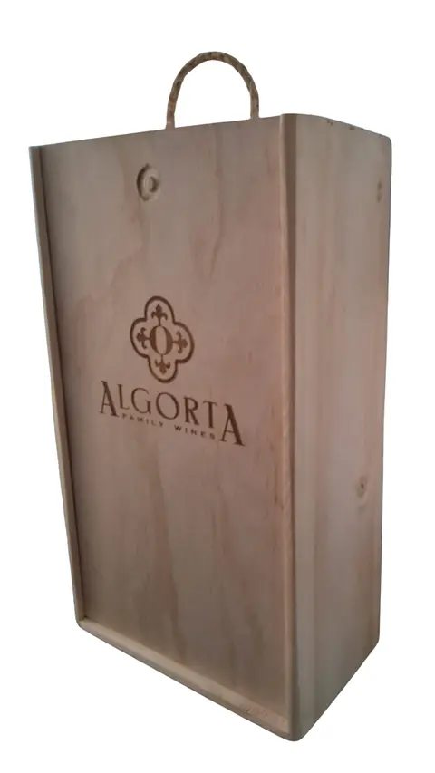 Caja de madera Algorta para dos botellas de vino