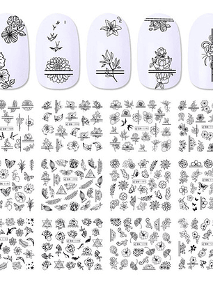 10 Láminas De Stickers Uñas 3d