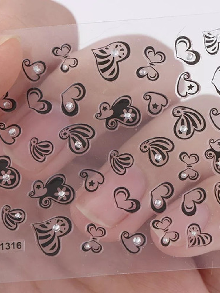 10 Láminas De Stickers Uñas 3d 3