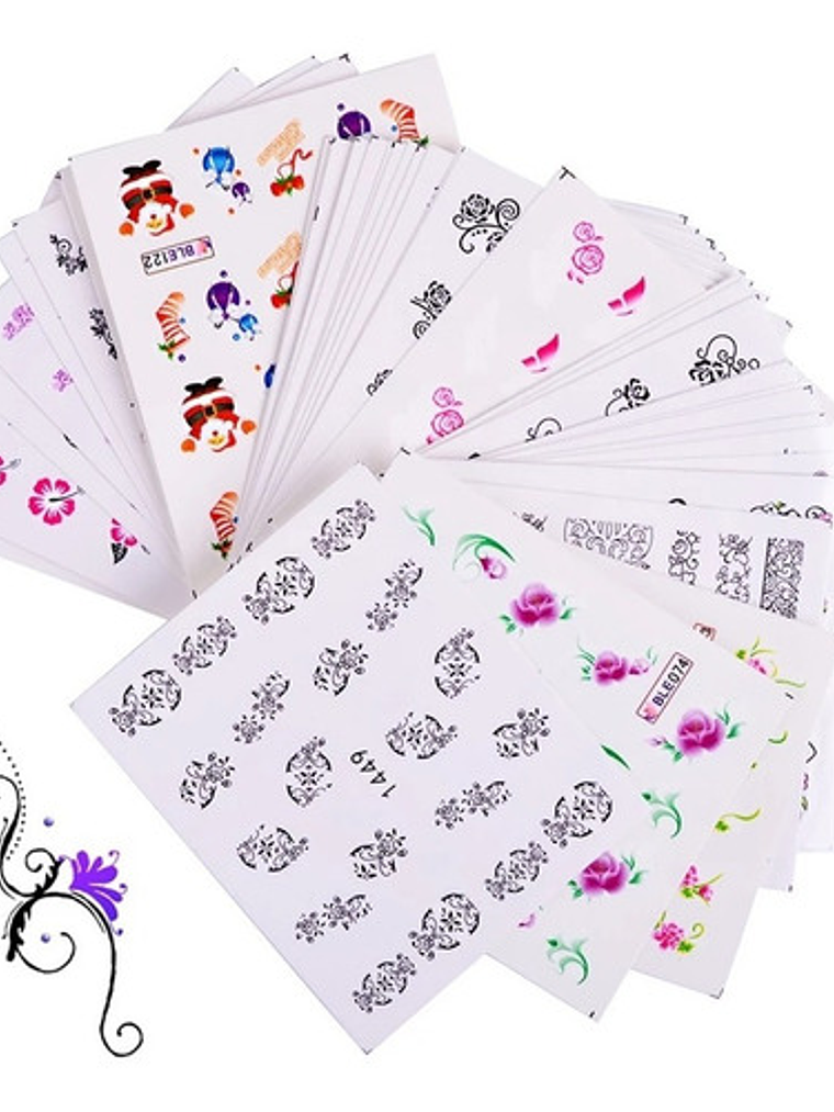 65 Láminas De Stickers De Uñas Al Agua  1