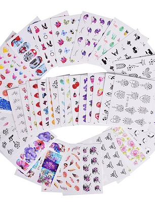 210 Hojas Stickers Al Agua Uñas