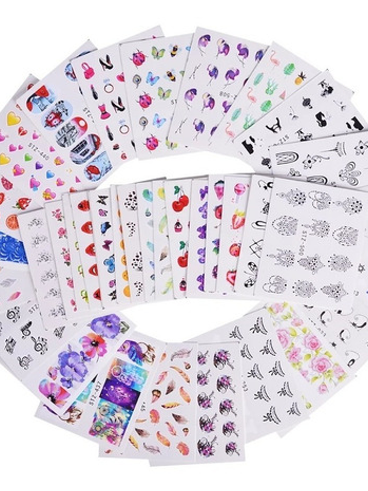 210 Hojas Stickers Al Agua Uñas 1