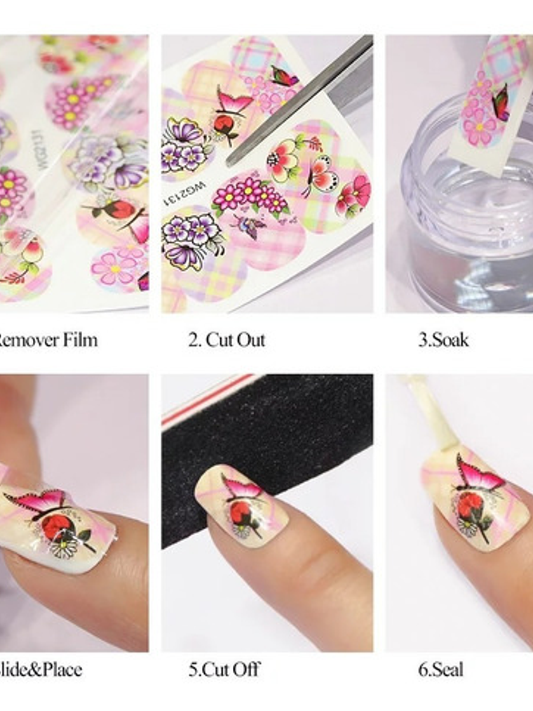 210 Hojas Stickers Al Agua Uñas 2