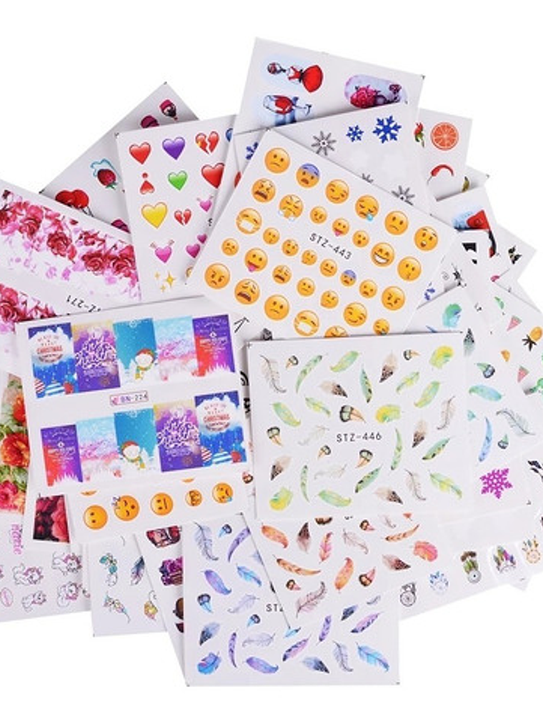 210 Hojas Stickers Al Agua Uñas 3