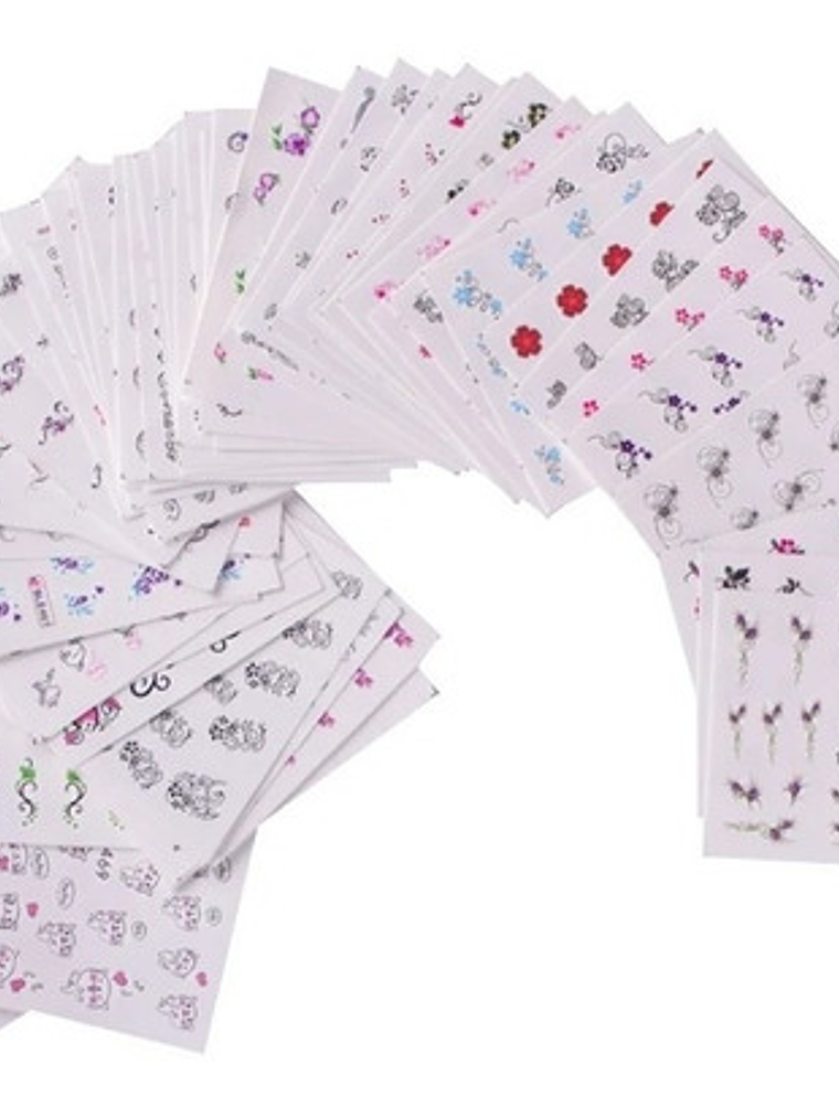 130 Hojas De Stickers Al Agua Para Uñas  1