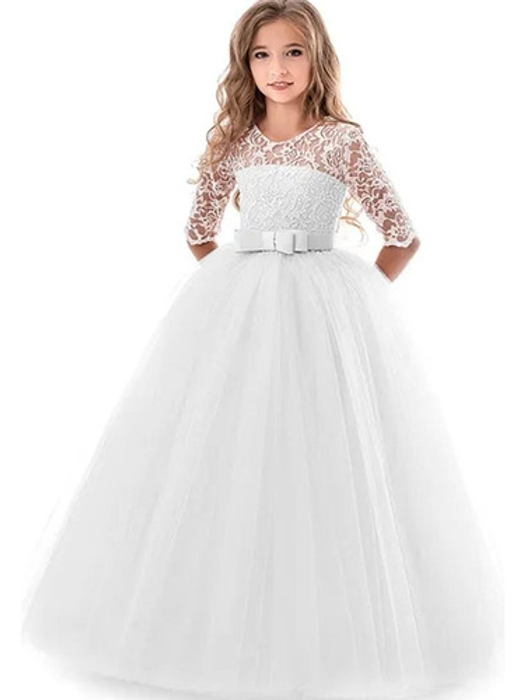 Vestido Niñas Largo Fiesta Paje Bautizo Hasta Talla 14 2