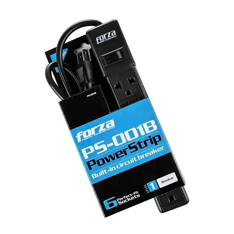 Regleta Eléctrica Forza PS-001B 6 Tomas con Breaker Negro 3