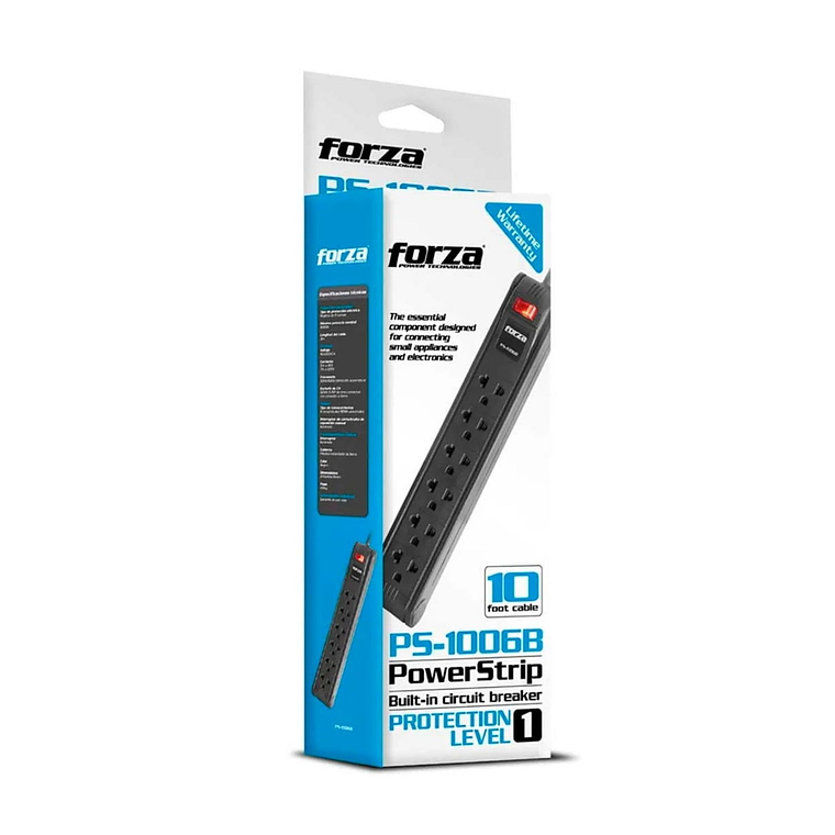 Regleta Eléctrica Forza PS-1006B 6 Tomas 120V/240V Cable 3m 2