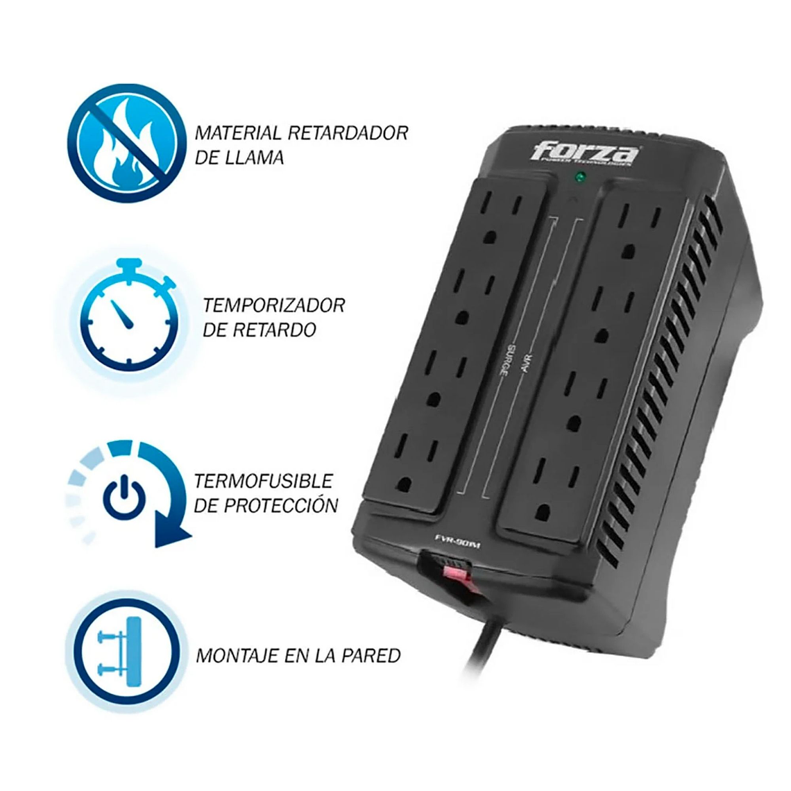 Estabilizador de Voltaje Forza FVR-902 900VA/450W 220V 8 Tomas Uni 2