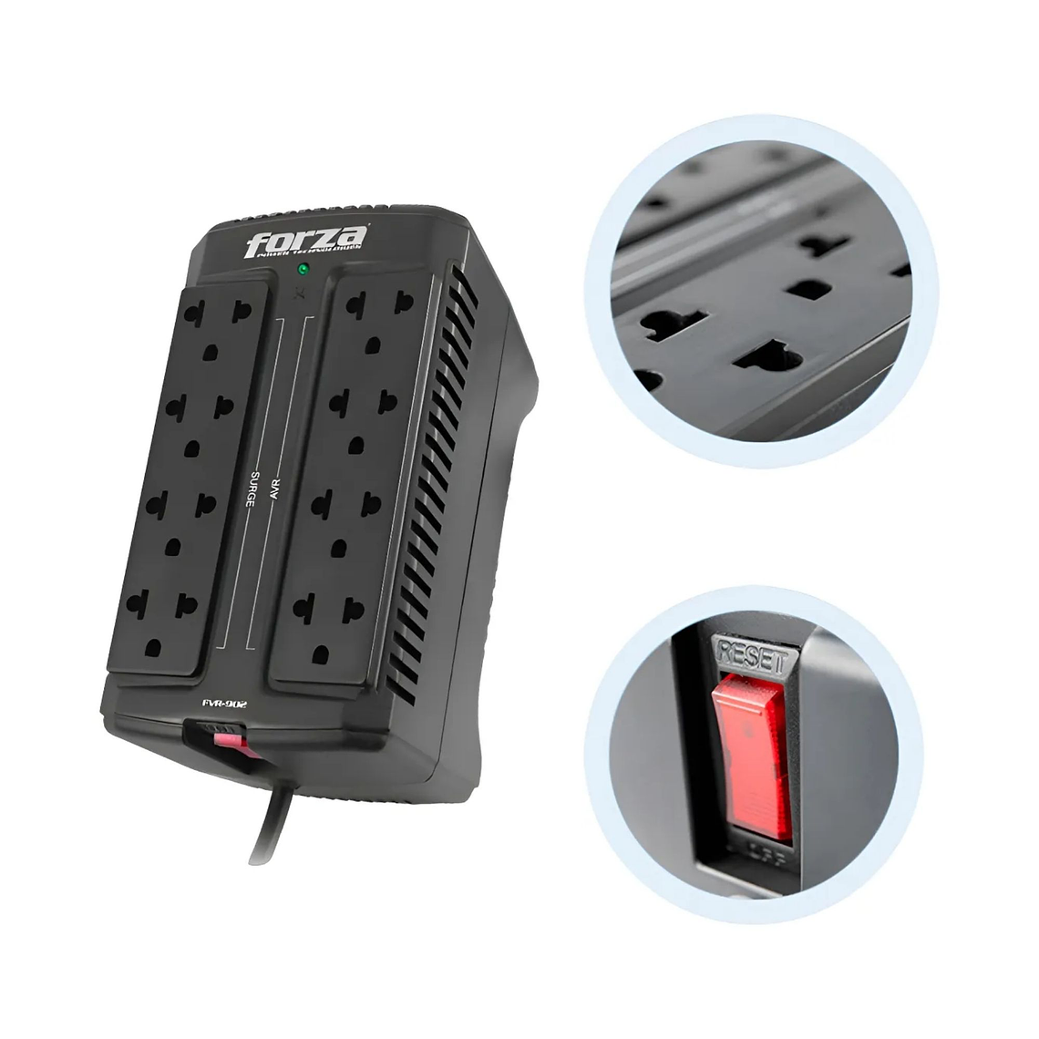 Estabilizador de Voltaje Forza FVR-902 900VA/450W 220V 8 Tomas Uni 4