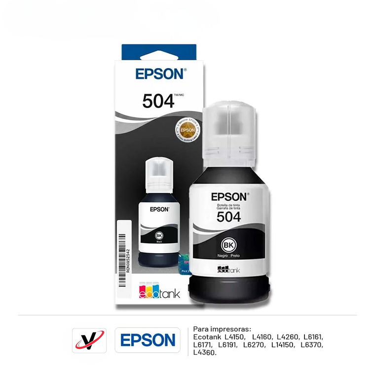 Tinta Original Epson T504 Negro Botella EcoTank 3