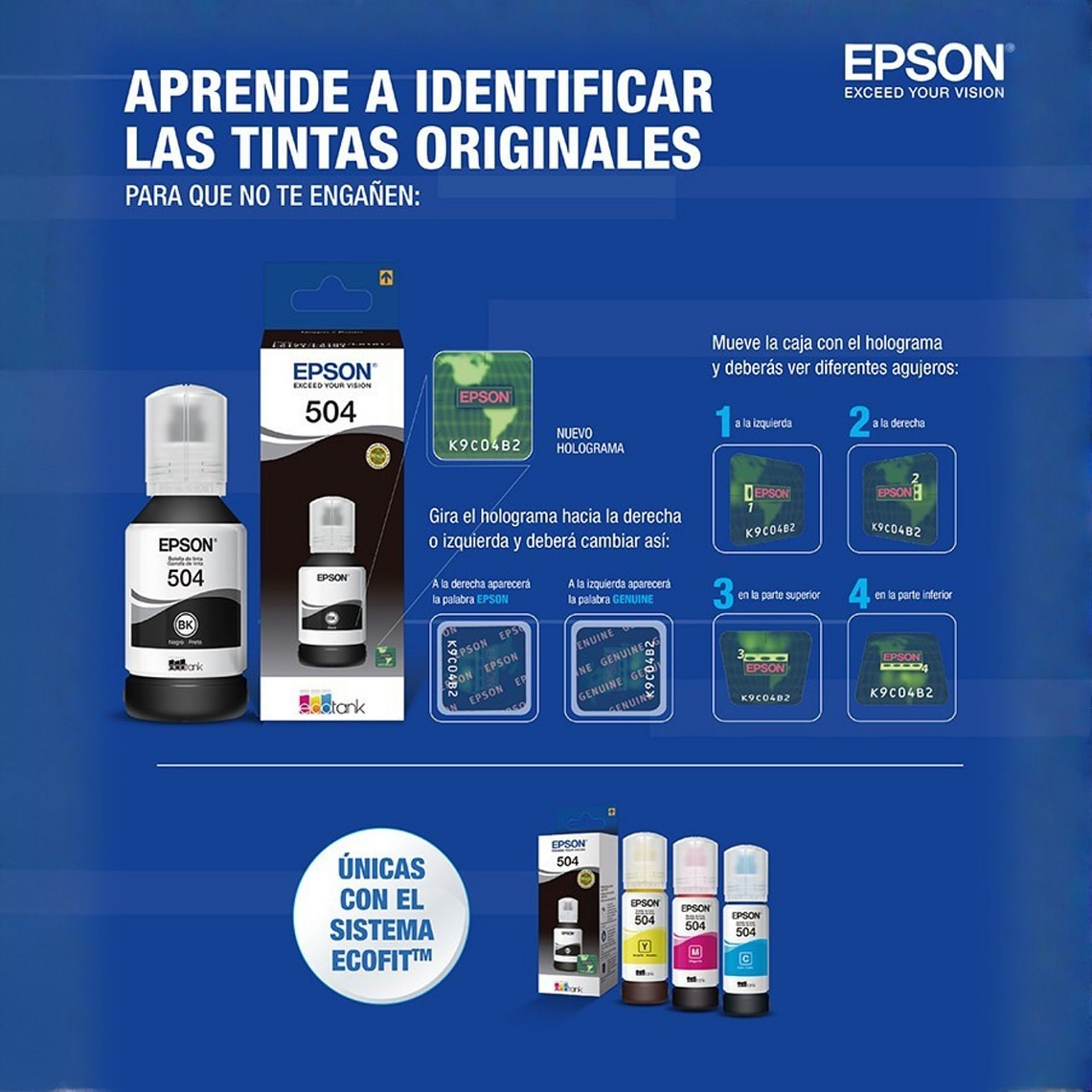 Tinta Original Epson T504 Negro Botella EcoTank 4