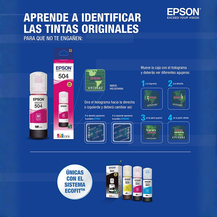 Tinta Original Epson T504 Magenta Botella EcoTank 4
