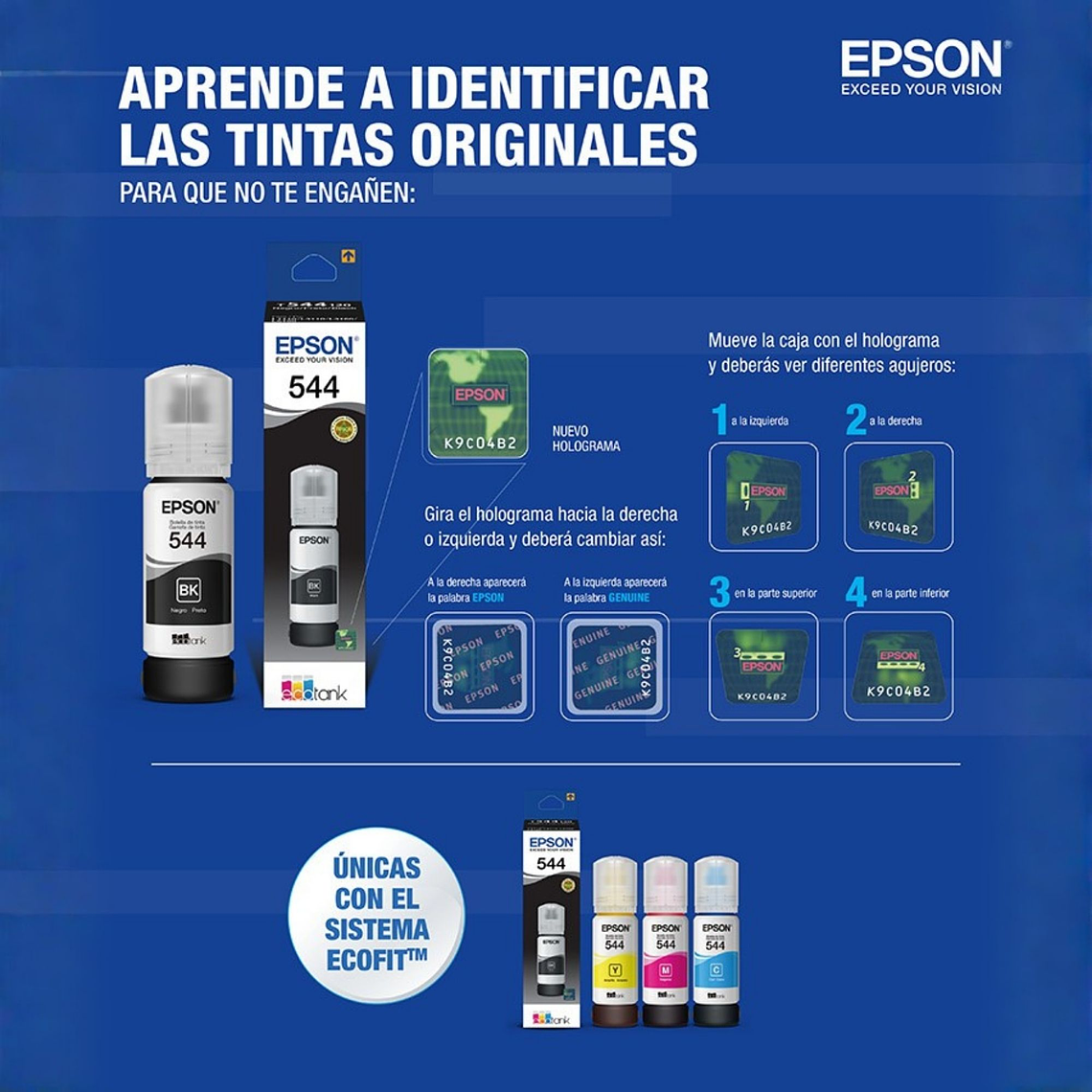 Tinta Original Epson T544 Negro Botella Alto Rendimiento 4