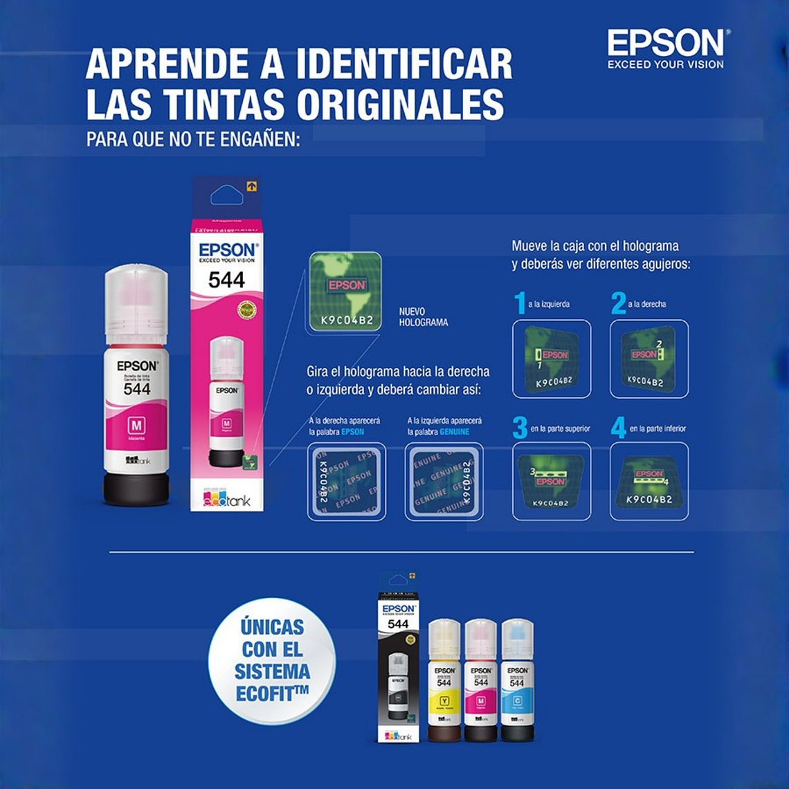 Tinta Original Epson T544 Magenta Botella Alto Rendimiento 4
