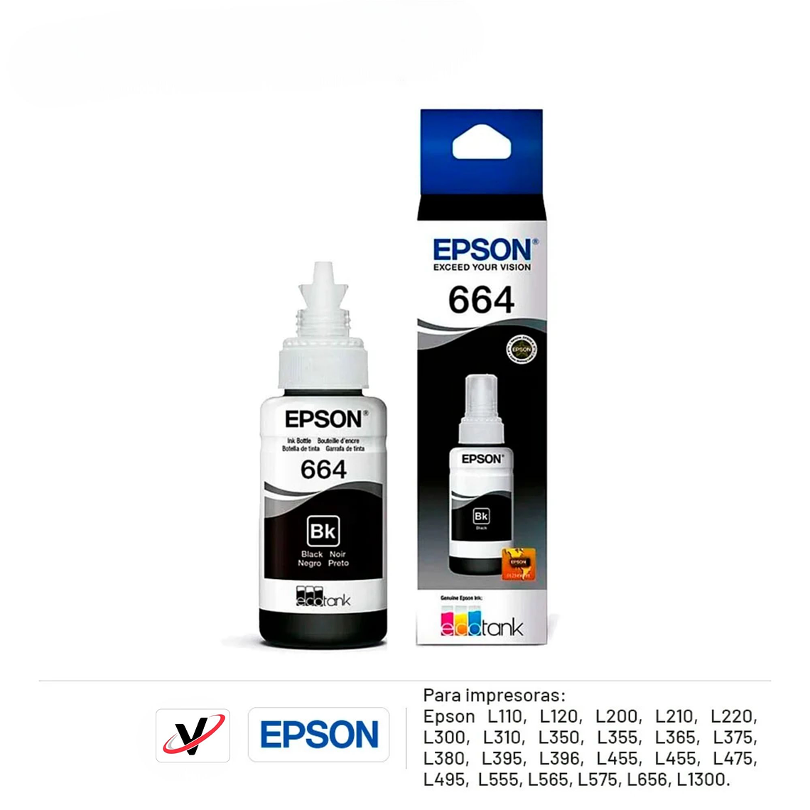 Tinta Original Epson T664 Negro Botella EcoTank 3