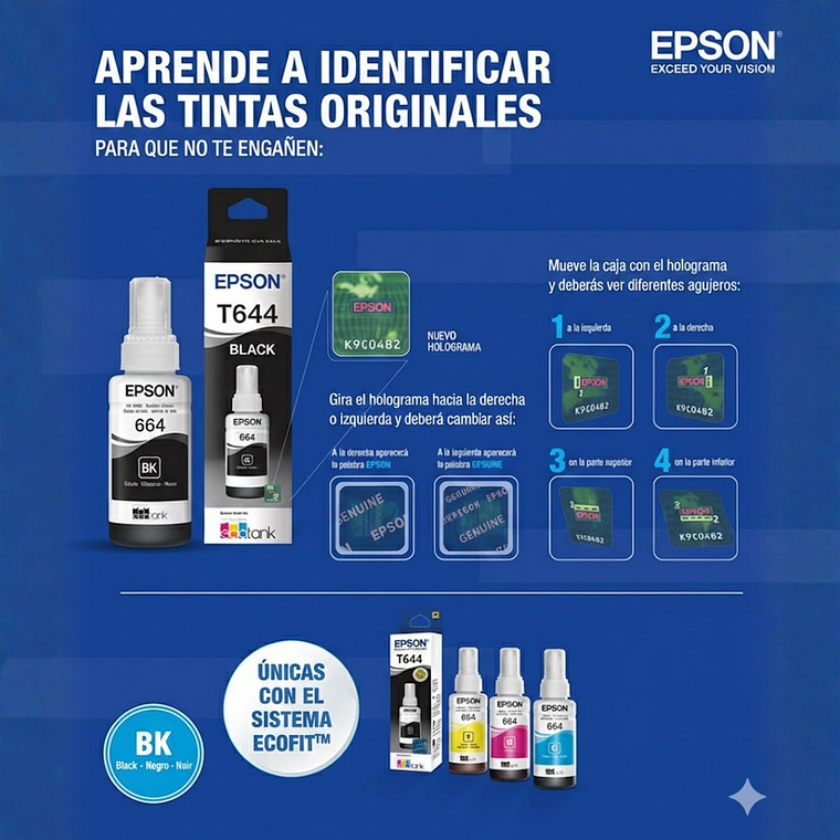 Tinta Original Epson T664 Negro Botella EcoTank 4