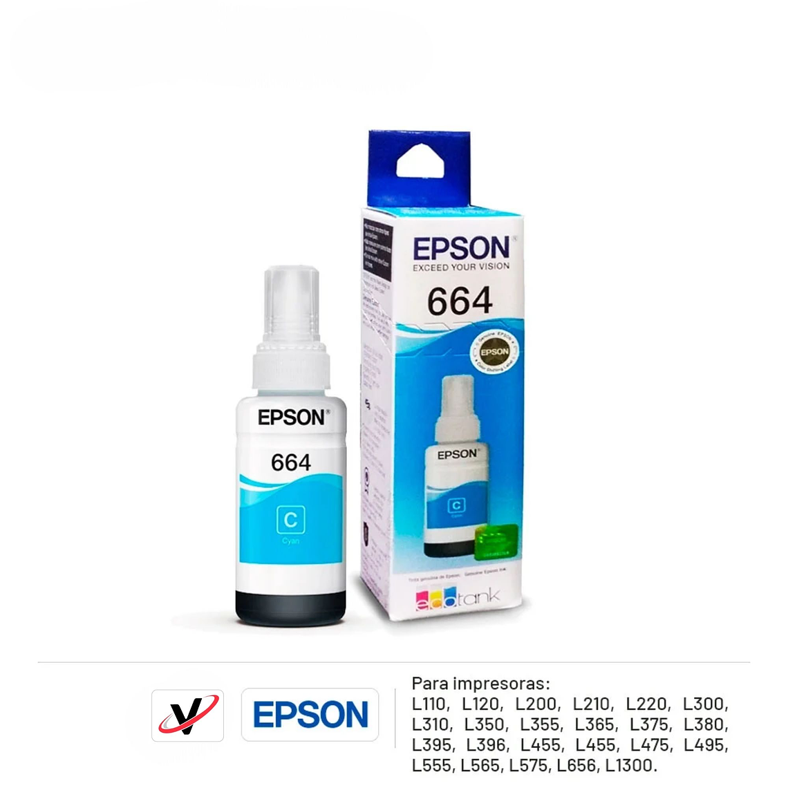 Tinta Original Epson T664 Cian Botella EcoTank 4