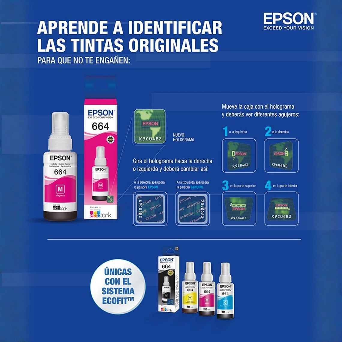 Tinta Original Epson T664 Magenta Botella EcoTank 4